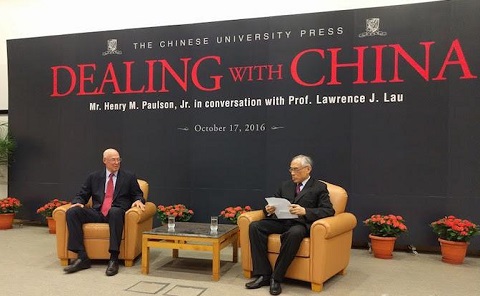 亨利‧保爾森來到香港中文大學舉辦公開講座