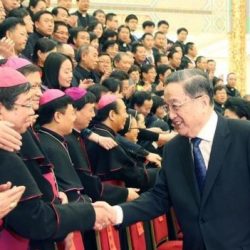 中國同梵蒂岡斷絕關係後，成立了中國天主教友愛國會的教徒管理組織（2014年俞正聲在人民大會堂會見中國天主教愛國會、中國天主教主教團新一屆領導班子成員）